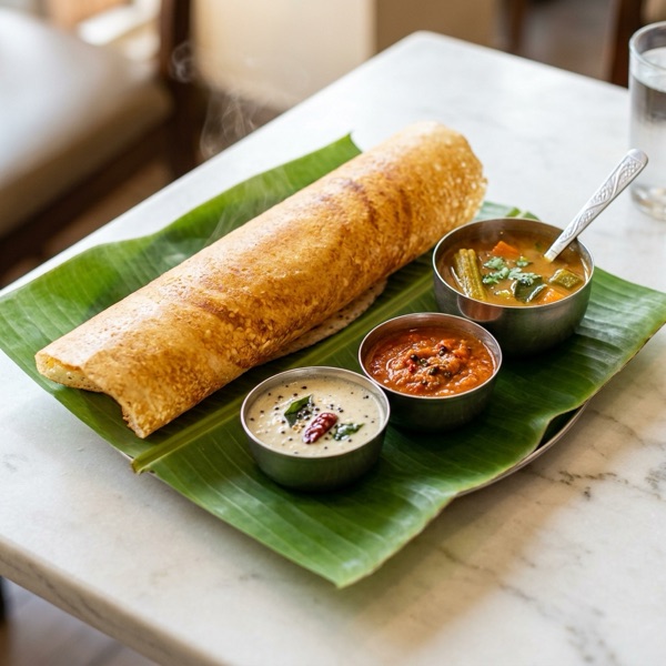 Crispy Masala Dosa with Chutneys